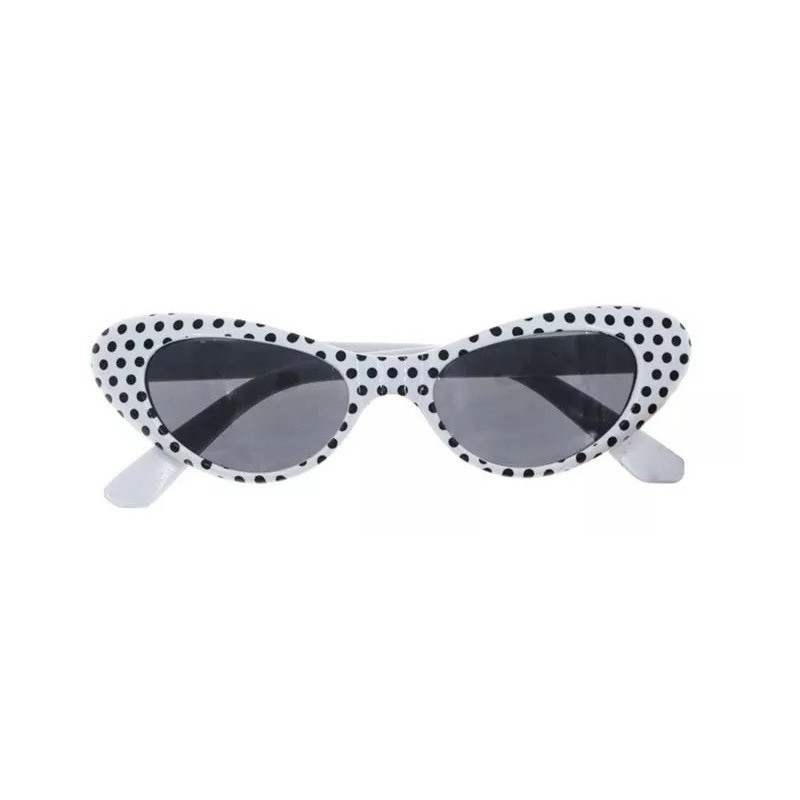 Gafas años 60 blancas con lunares