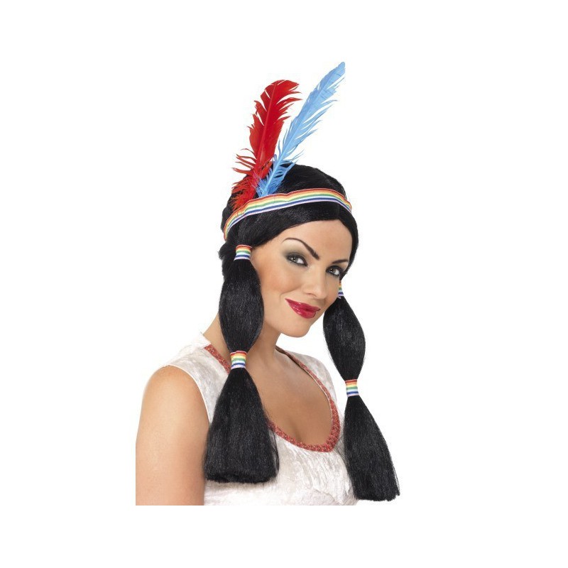 peluca india nativos americanos, negro