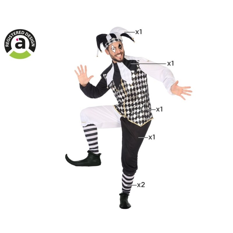 Disfraz hombre arlequin negro y blanco