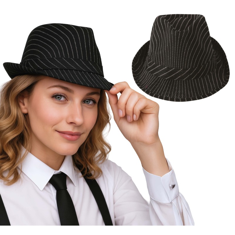 Gorro gangster negro rayas