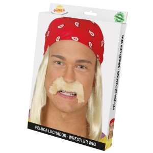 Pañuelo rojo con peluca y bigote (en caja)