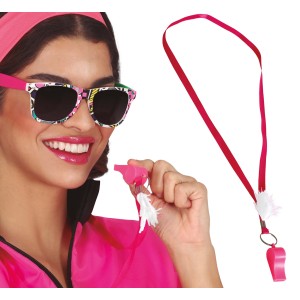 Silbato rosa con cinta, 4 cm