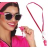 Silbato rosa con cinta, 4 cm