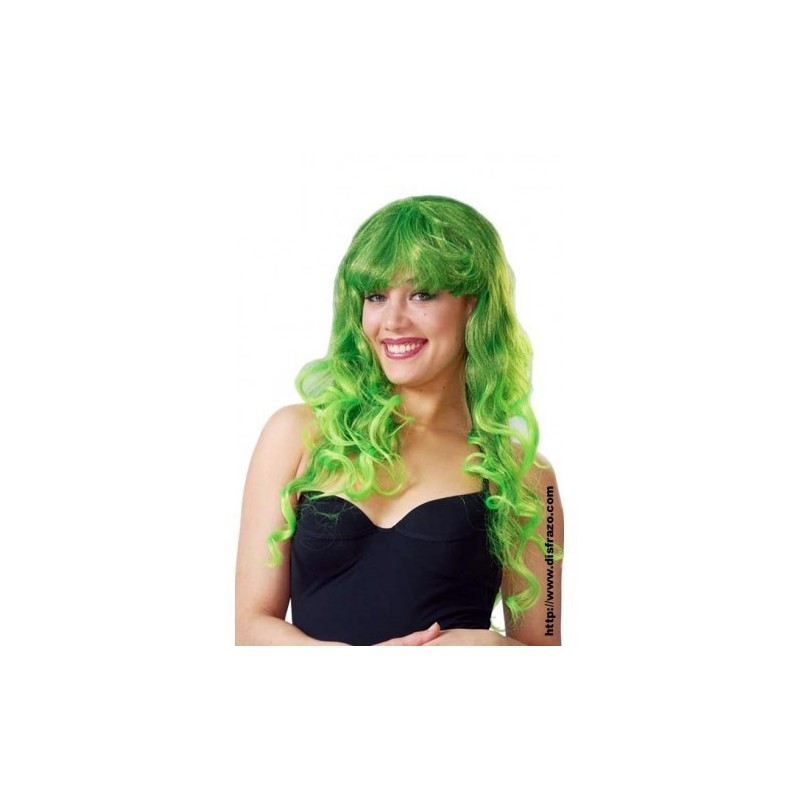 peluca rizos mechas verdes