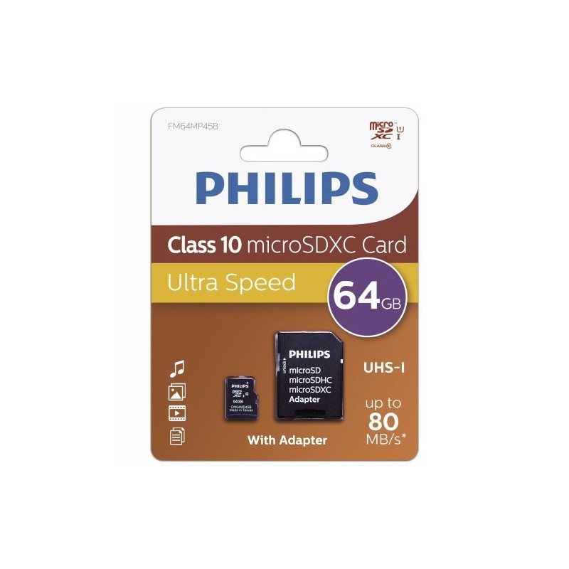 Tarjeta de Memoria Philips Micro SD 64GB