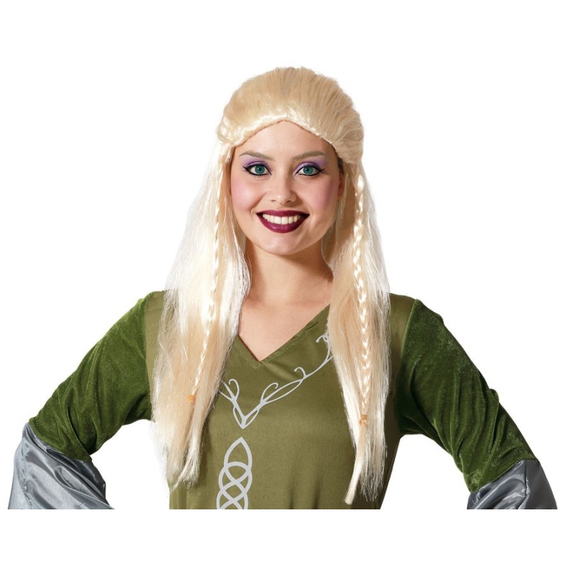 Peluca rubia con trenzas laterales