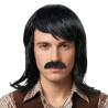 Peluca melena con bigote negro