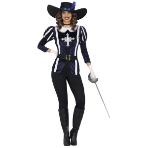Disfraz mujer de mosquetera azul
