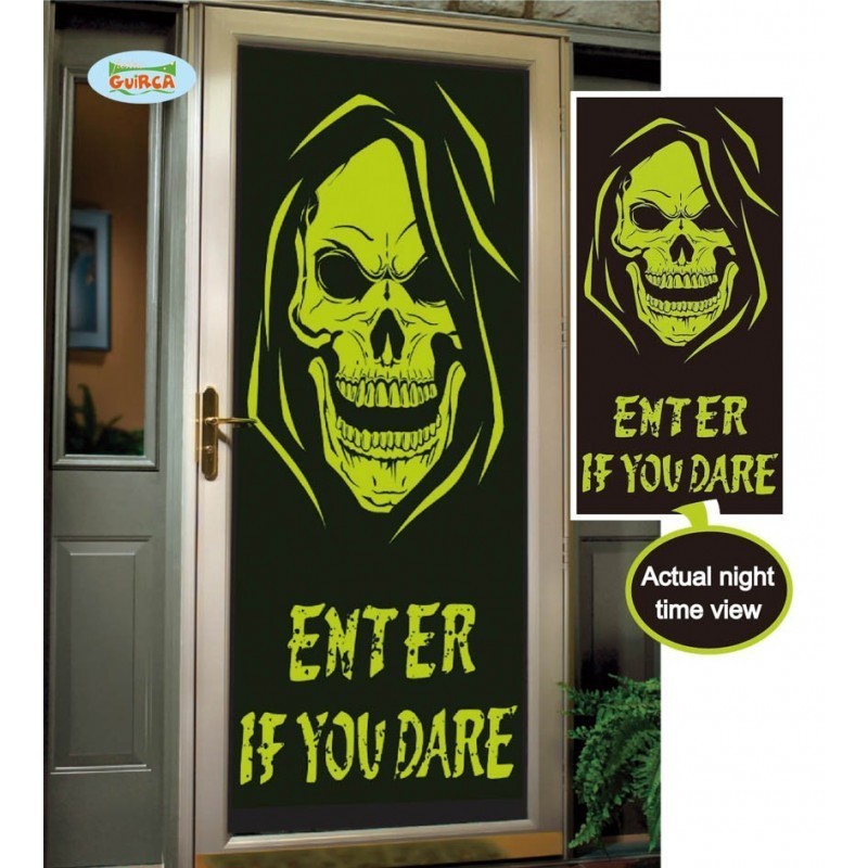 cubrepuerta calavera fluor.75x150 cms