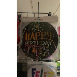 Piñata happy birthday en negro
