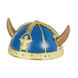 casco vikingo azul