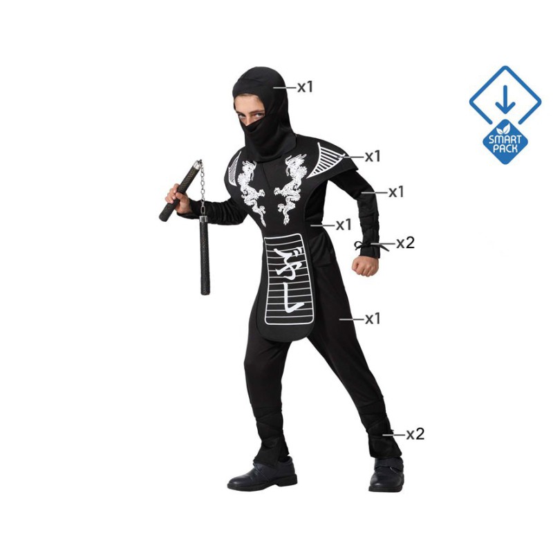 Disfraz niño ninja negro y blanco