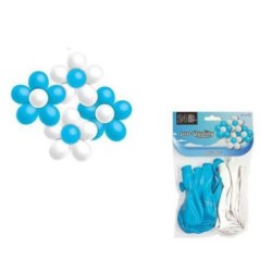 Bolsa 24 globos 80 cm flor blanca y azul
