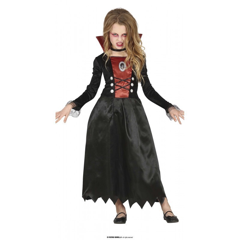 Disfraz niña vampiresa rojo y negro