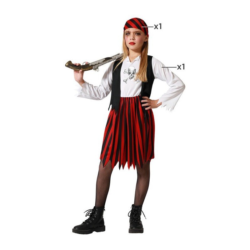 Disfraz niña de pirata rojo y negro