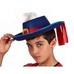 sombrero mosquetero azul infantil