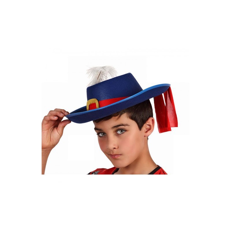 sombrero mosquetero azul infantil