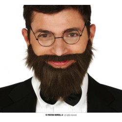 Barba y bigote castaña con goma elastica