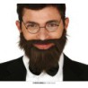 Barba y bigote castaña con goma elastica