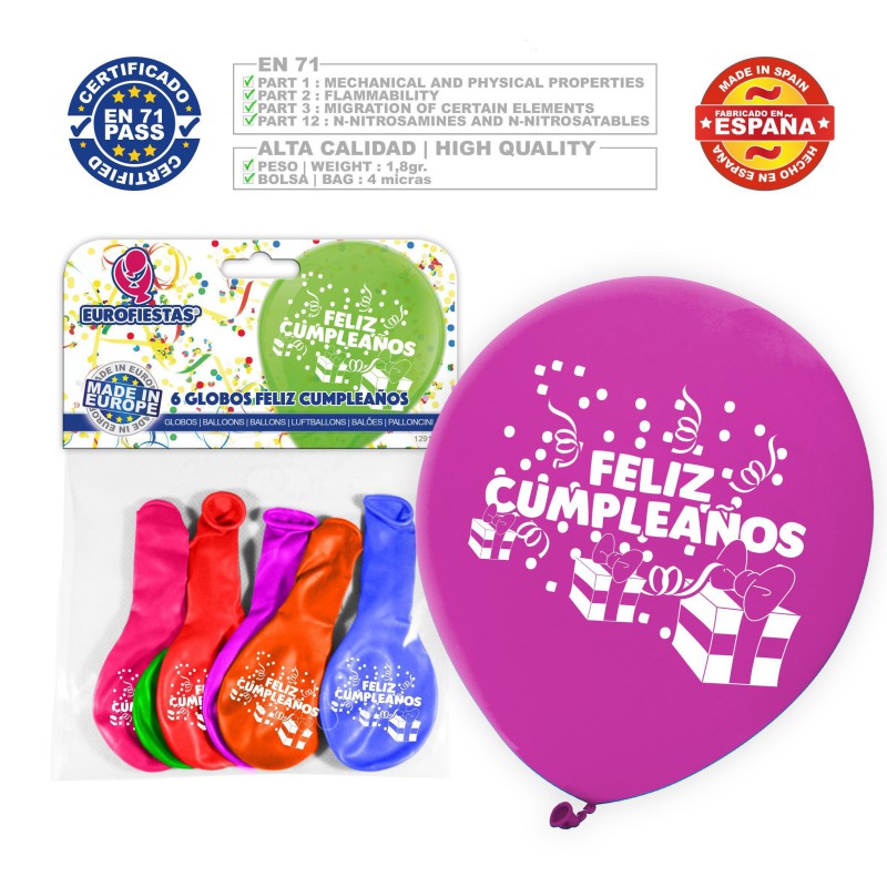 Globos feliz cumpleaños 6unidades