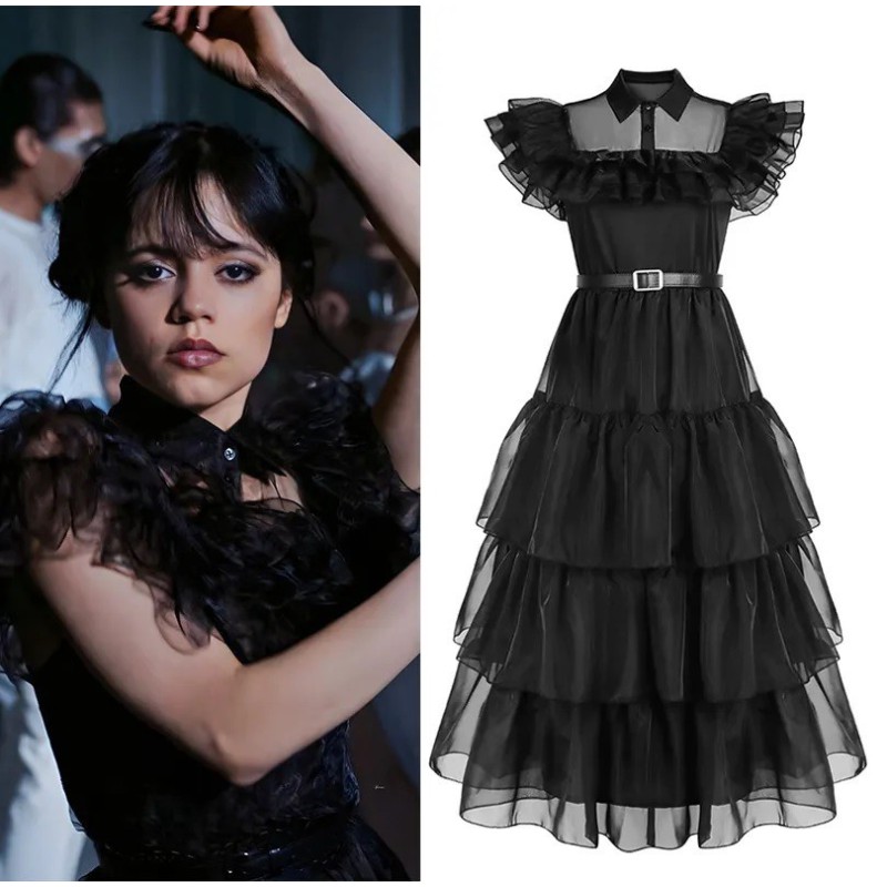 Disfraz niña Miercoles Addams Baile