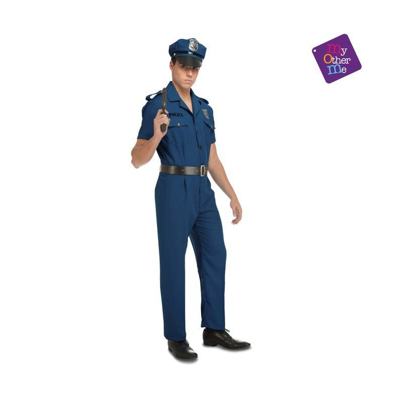 Disfraz hombre de policia azul.