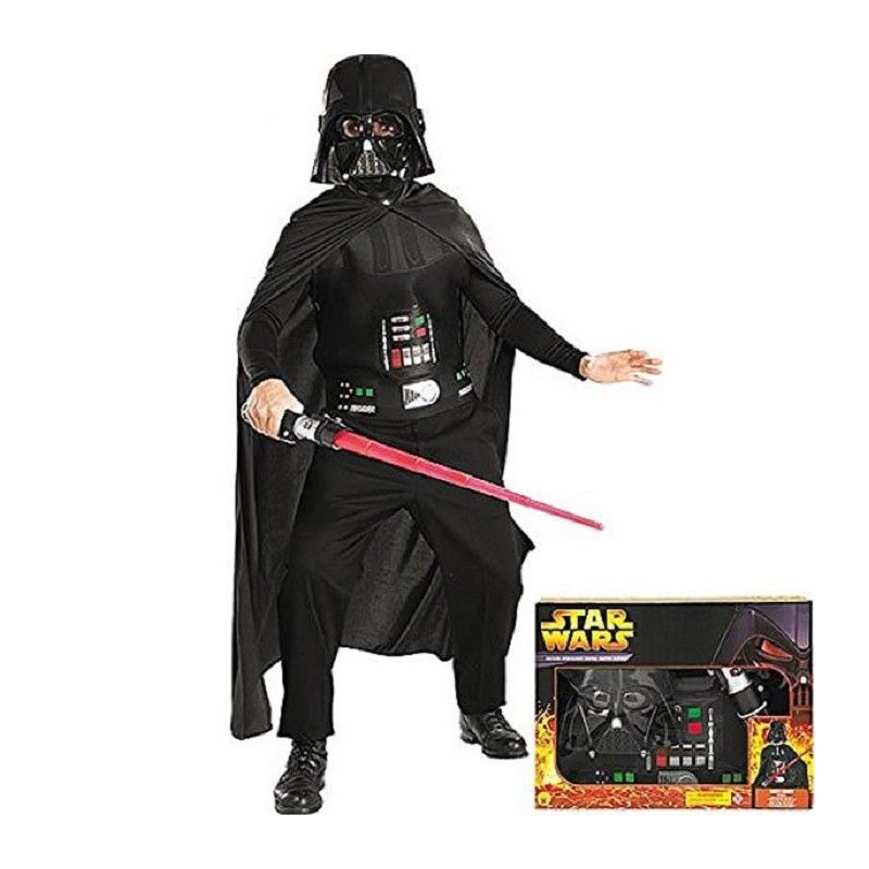 Disfraz niño darth vader con espada en caja
