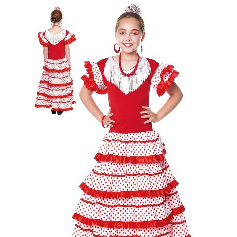 Disfraz niña sevillana rojo y blanco