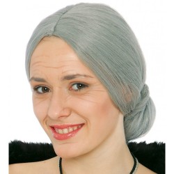 Peluca gris con moño