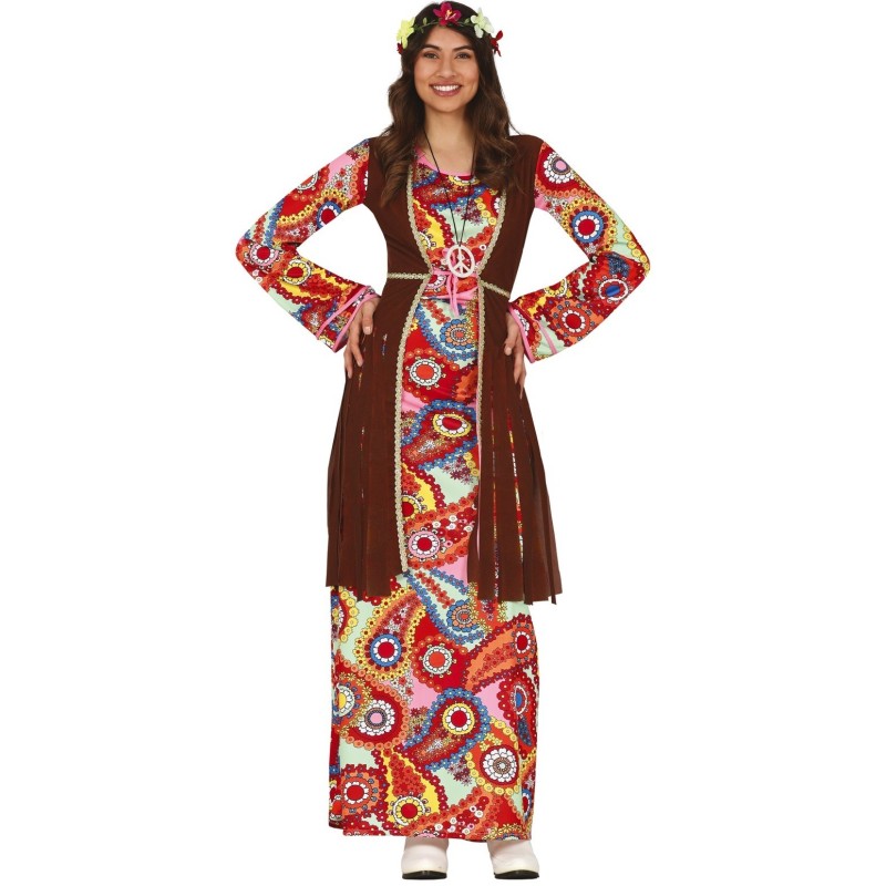 Disfraz mujer hippie vestido largo
