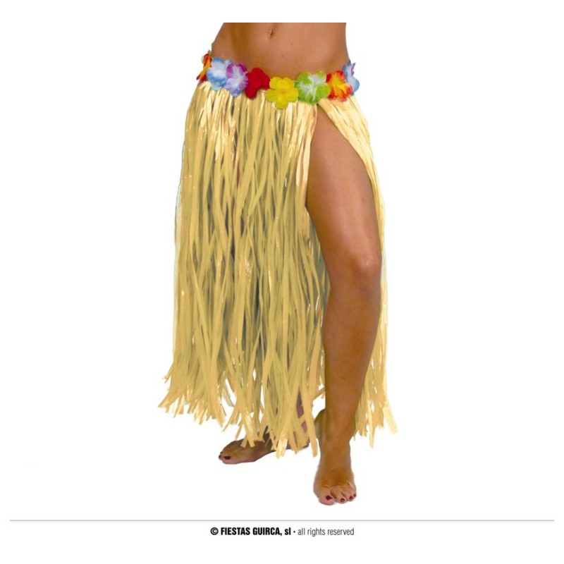 falda hawaiana flores 75 cms.paja