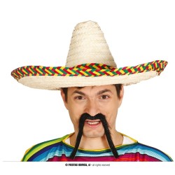 Sombrero mejicano paja 50 cms decorado