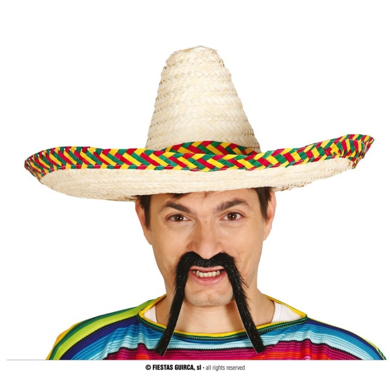 Sombrero mejicano paja 50 cms decorado