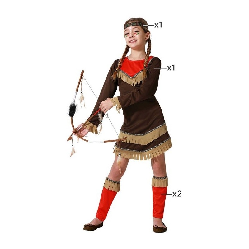 Disfraz niña de india marron y roja