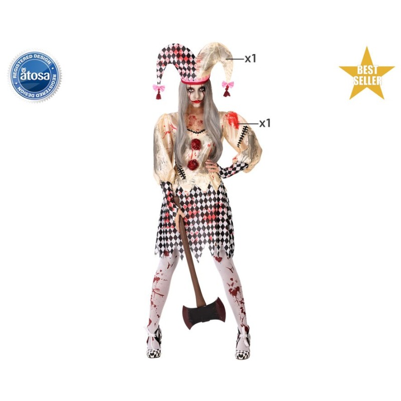Disfraz mujer arlequin sangriento