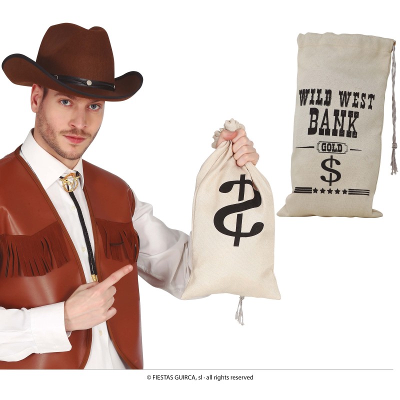 bolsa tela con dinero cowboy 42x22 cms
