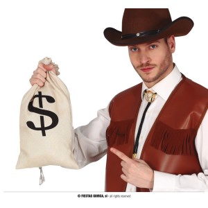 bolsa tela con dinero cowboy 42x22 cms