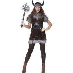 Disfraz mujer vikinga marron