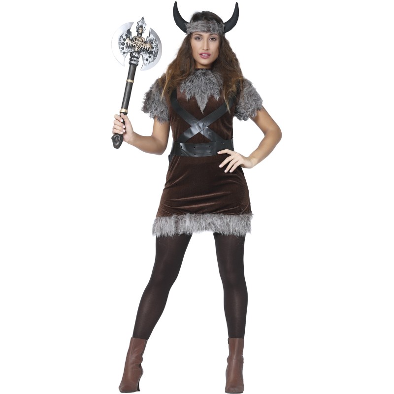Disfraz mujer vikinga marron