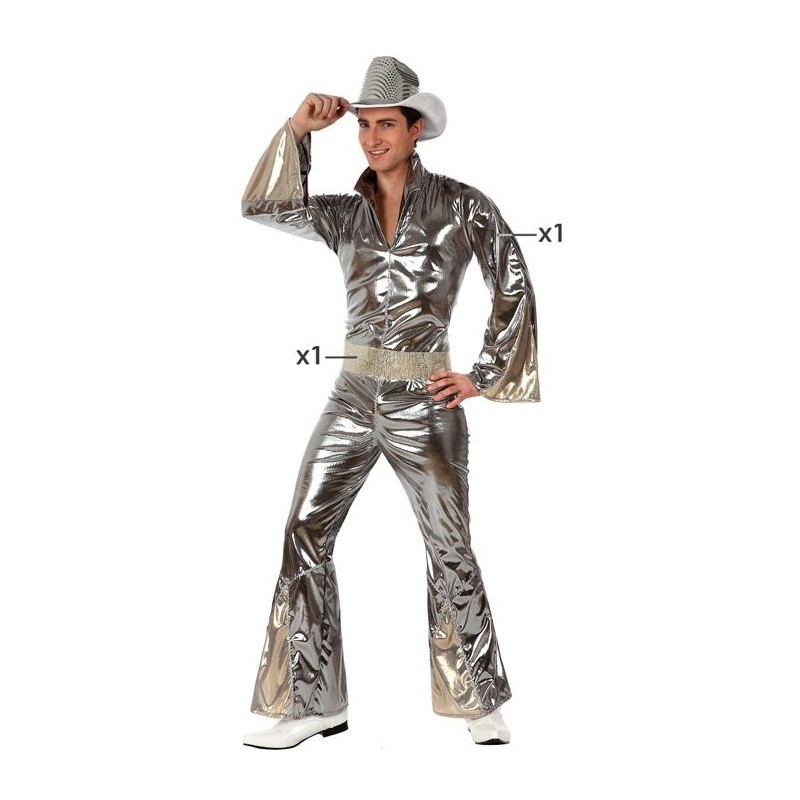 Disfraz hombre disco plateado