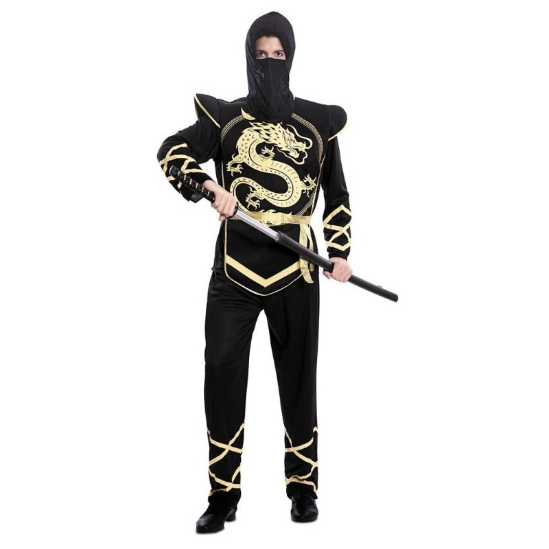 Disfraz hombre ninja negro y dorado