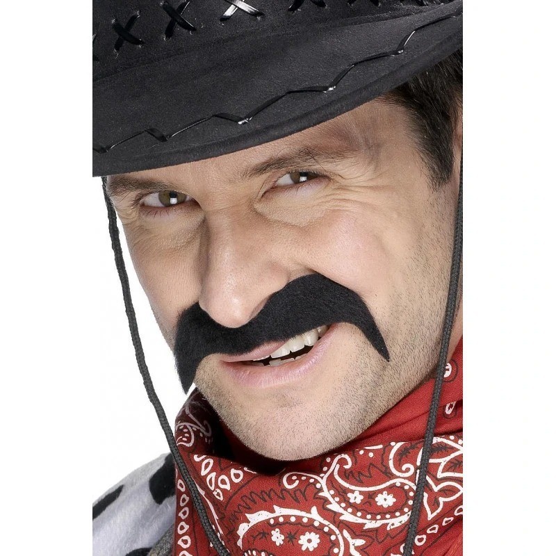 Bigote de vaquero color negro