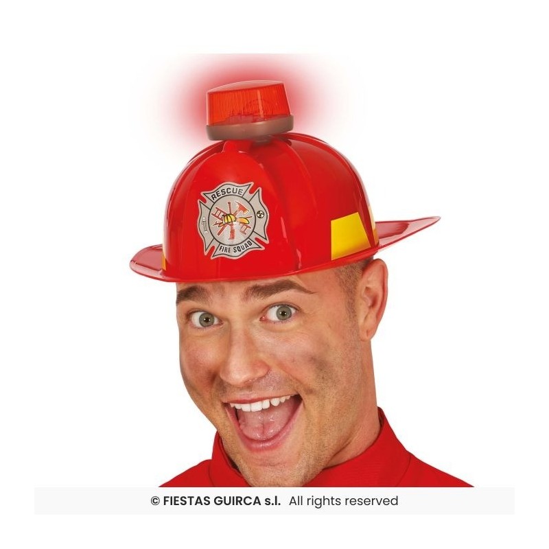 Casco bombero con sirena, luz y sonido