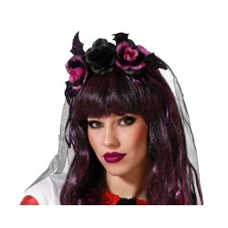 Diadema flores con velo