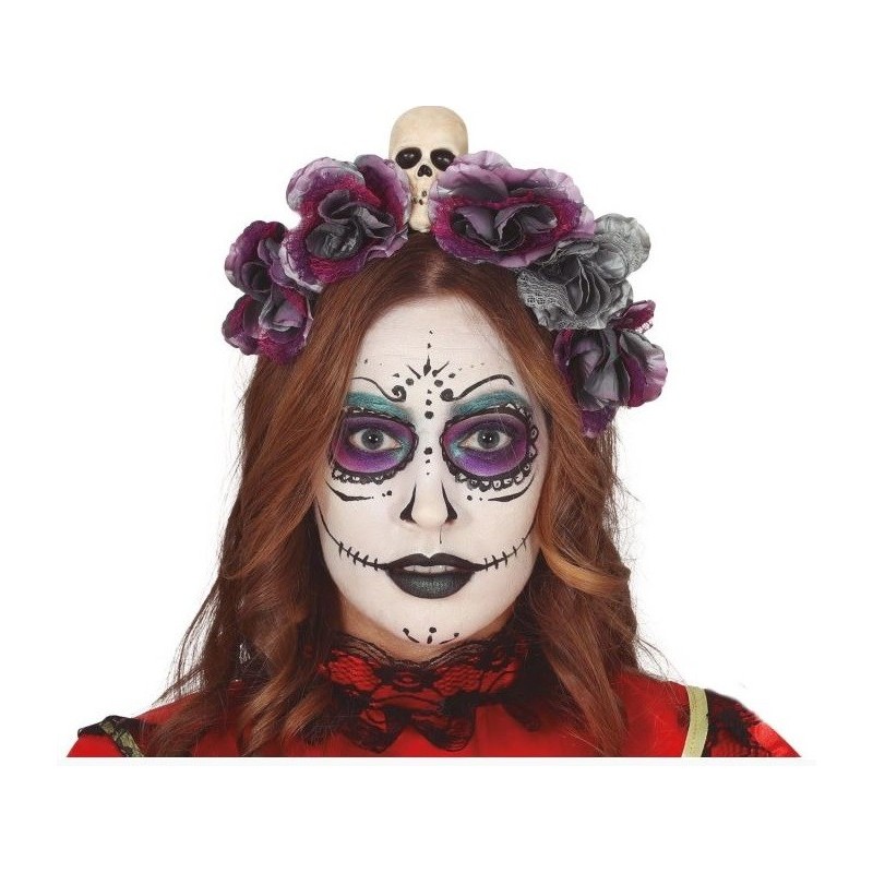Diadema flores grises