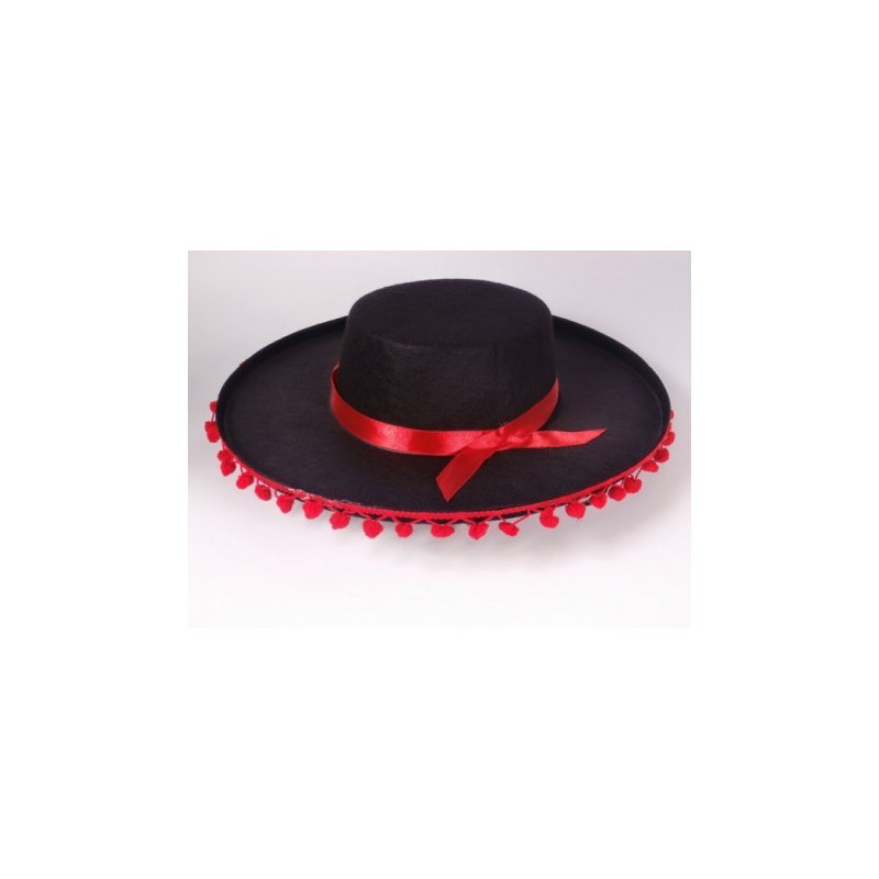 Sombrero cordobes con borlas rojas
