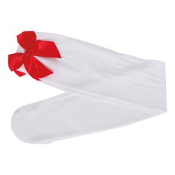 Medias blancas con lazo rojo
