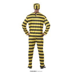 Disfraz hombre prisionero amarillo a rayas