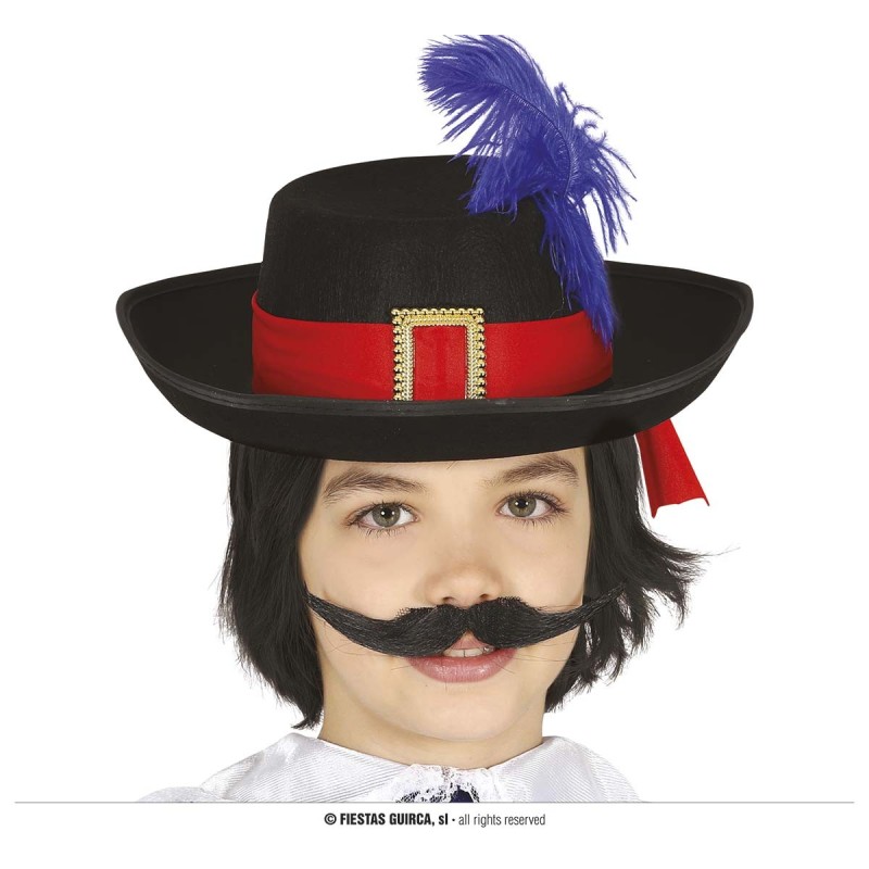 Sombrero mosquetero infantil negro