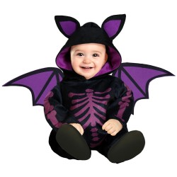 Disfraz bebe murcielago morado esqueleto